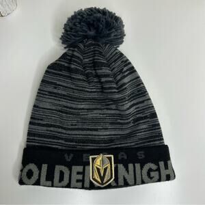 Vegas Golden Knights VGK NHL Adidas Knit Pom‎ Beanie Hat Gray Black